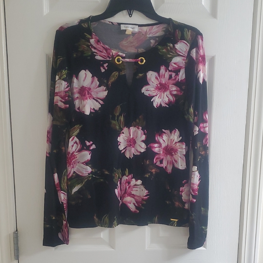 Calvin Klein Pink Floral Long Sleeve Top
